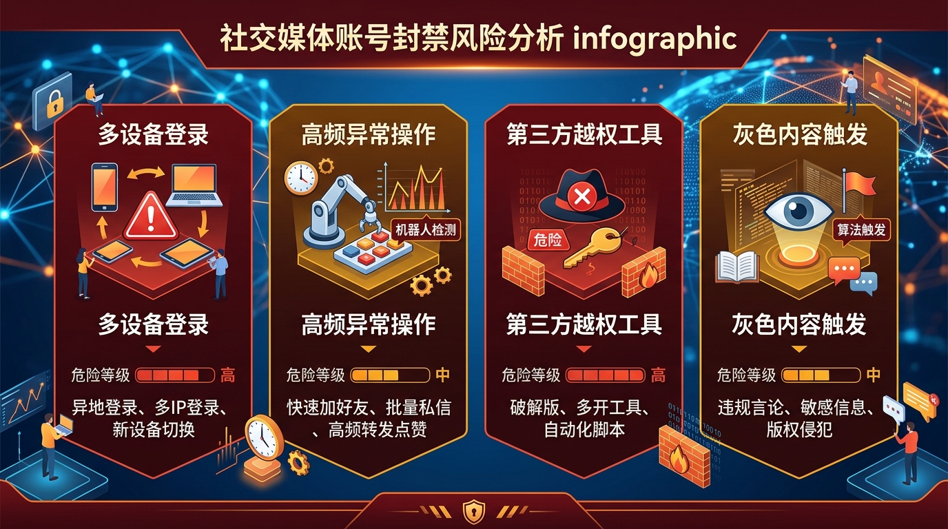 社媒账号被封号的四大高危风险场景