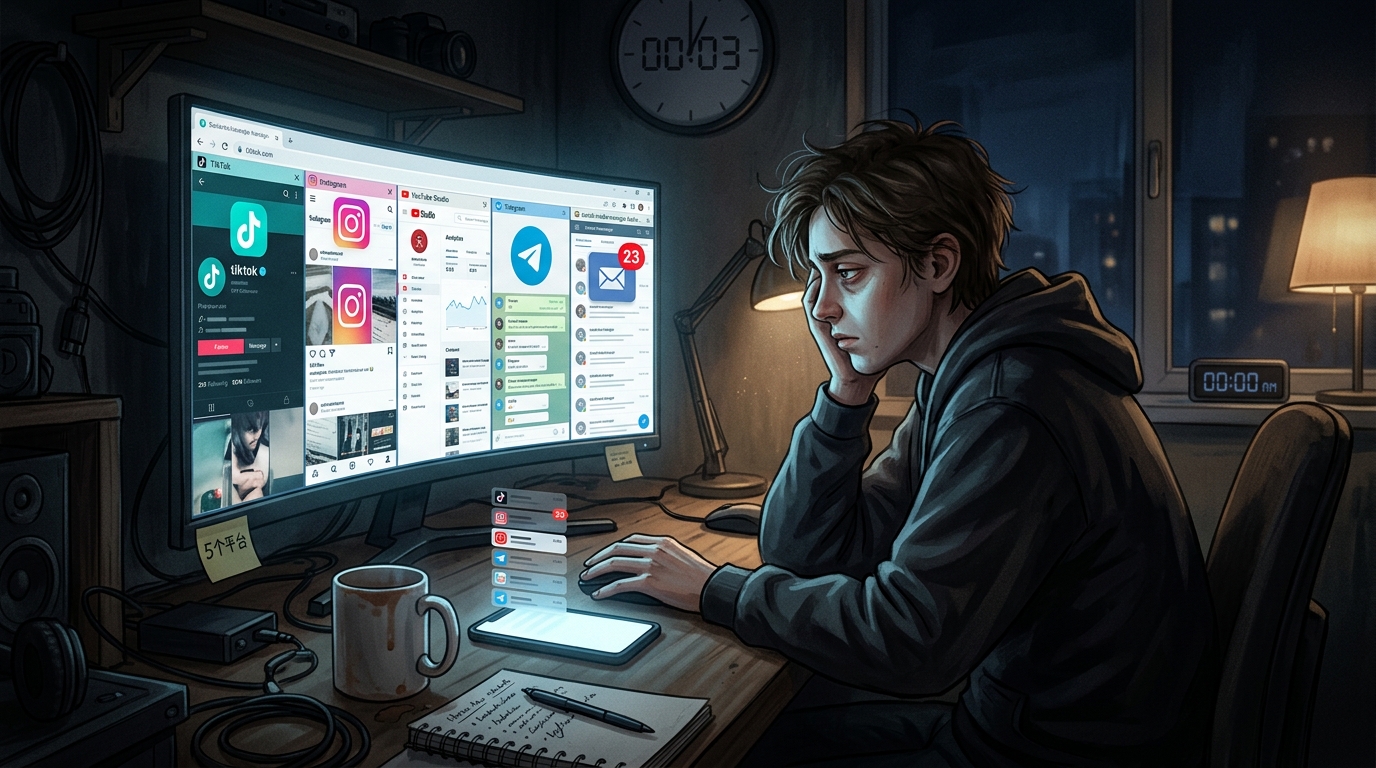 一个人运营5个平台，凌晨12点依然在切换Tab