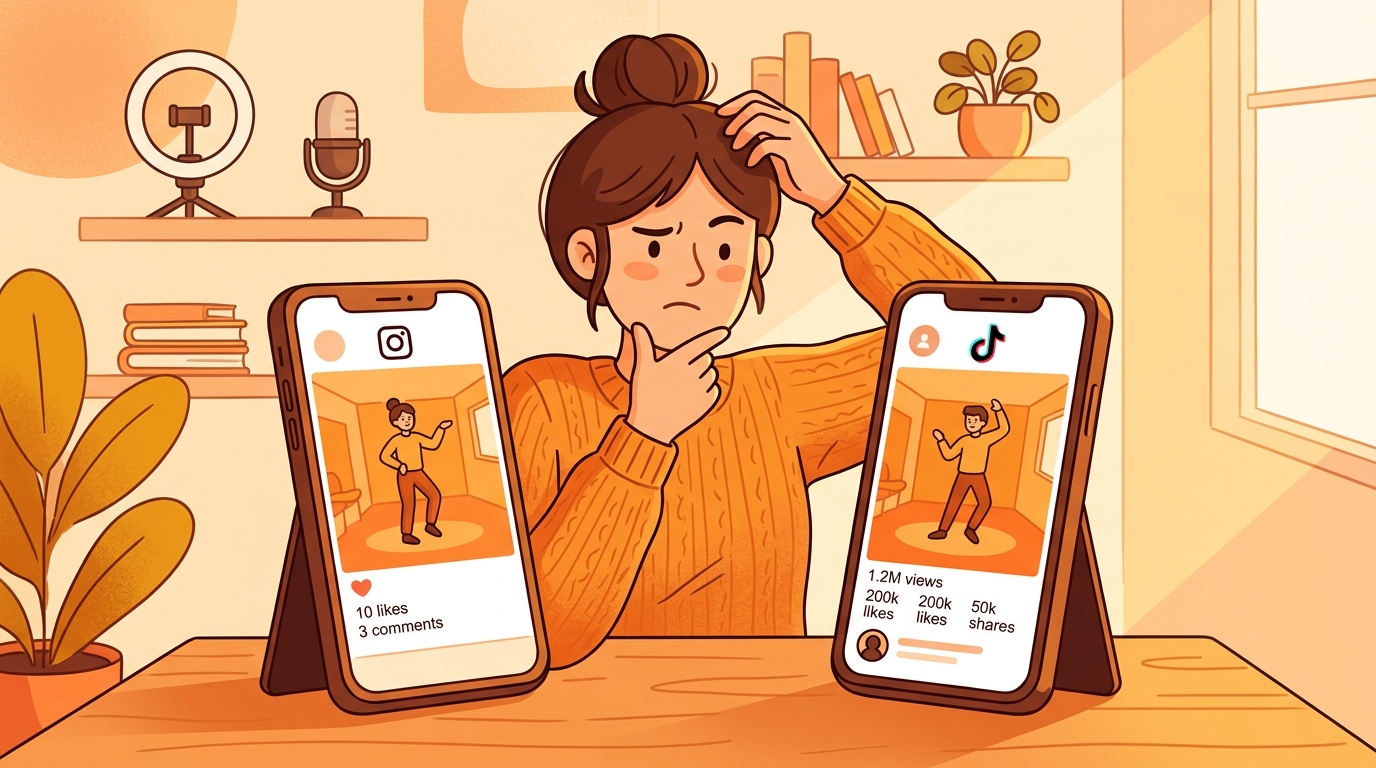 内容创作者面对Instagram低互动和TikTok高播放的困惑