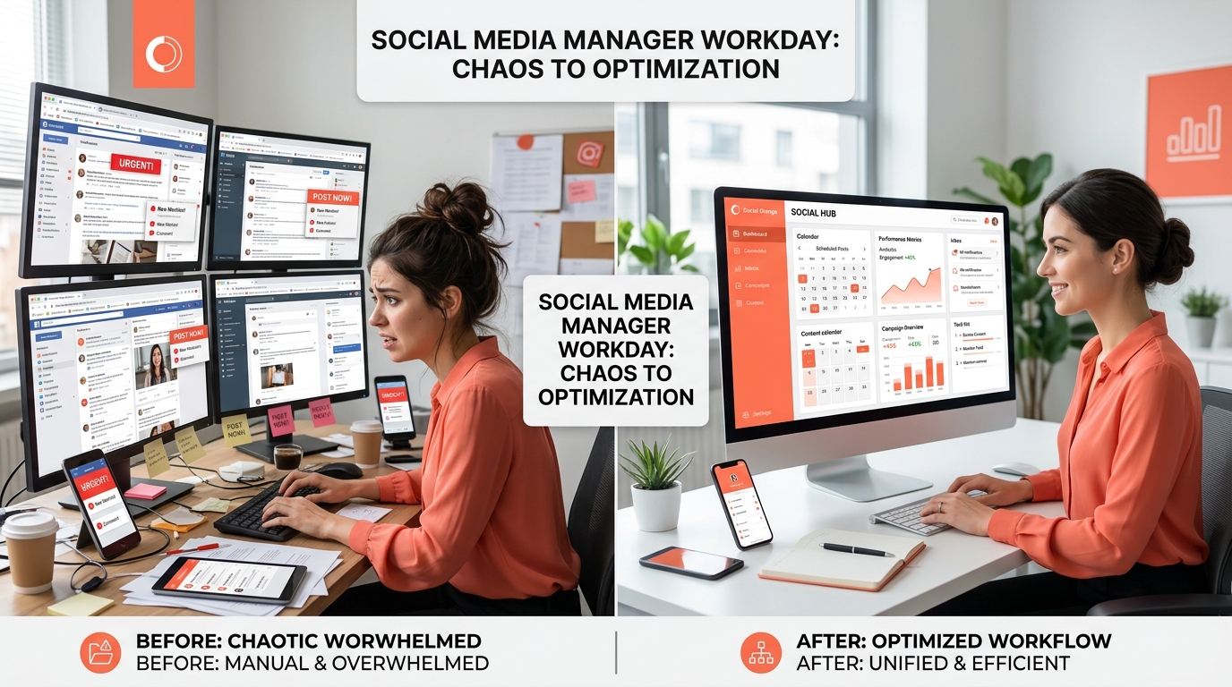 Content Image 1: Social media manager's daily work scenario
